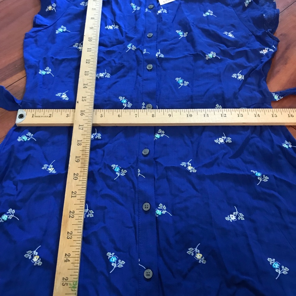 LOFT Royal Blue Floral Button-Front Tie-Waist Dress size 6 - Picture 14 of 16
